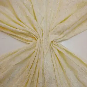 Polyester Cotton Fabric Crinkle Burnt Out Pansy With Embroidery Cream