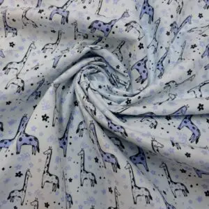 Brushed Cotton Fabric Winceyette Giraffes Blue
