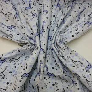Brushed Cotton Fabric Winceyette Giraffes Blue