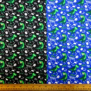Brushed Cotton Fabric Extinct Jurassic Dinosaurs