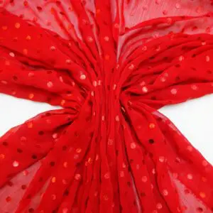 Chiffon Fabric Soft Crinkle Chiffon With Shiny Spot Red