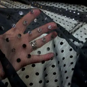 Chiffon Fabric Soft Crinkle Chiffon With Shiny Spot Black
