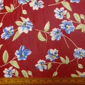 Chiffon Fabric Floral Blue Pansy Wine