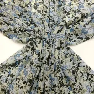 Chiffon Fabric Floral Country Florals Inky Blue On Mint