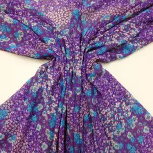 Chiffon Fabric Floral Explosion Purple Turquoise