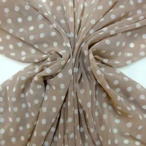 Chiffon Fabric Cream 1cm Dot Beige
