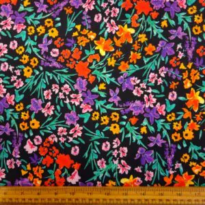 French Cotton Lawn Fabric Soft Finish Floral Bracken Wood Red/Jade/Gold