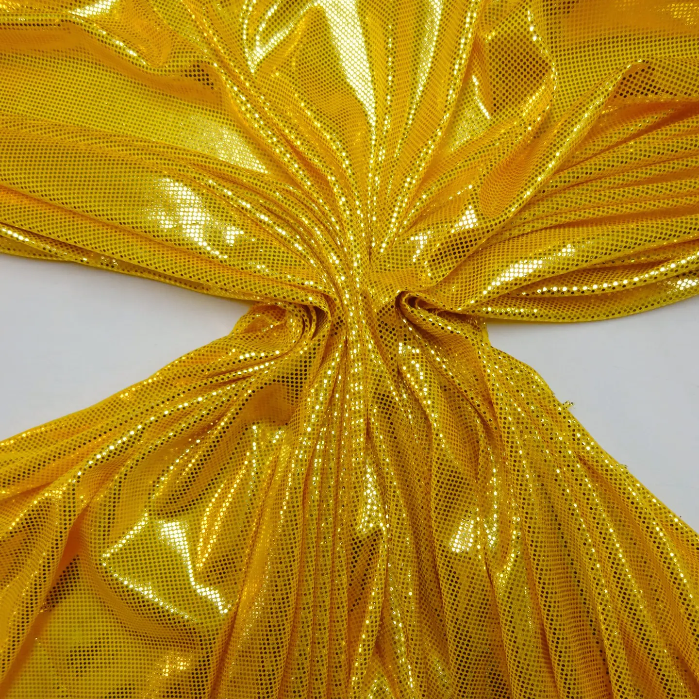 Computer Foil Jersey Fabric Ricochet Studs Gold/Gold