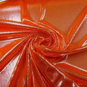 Computer Foil Jersey Fabric Ricochet Studs Neon Orange/Silver