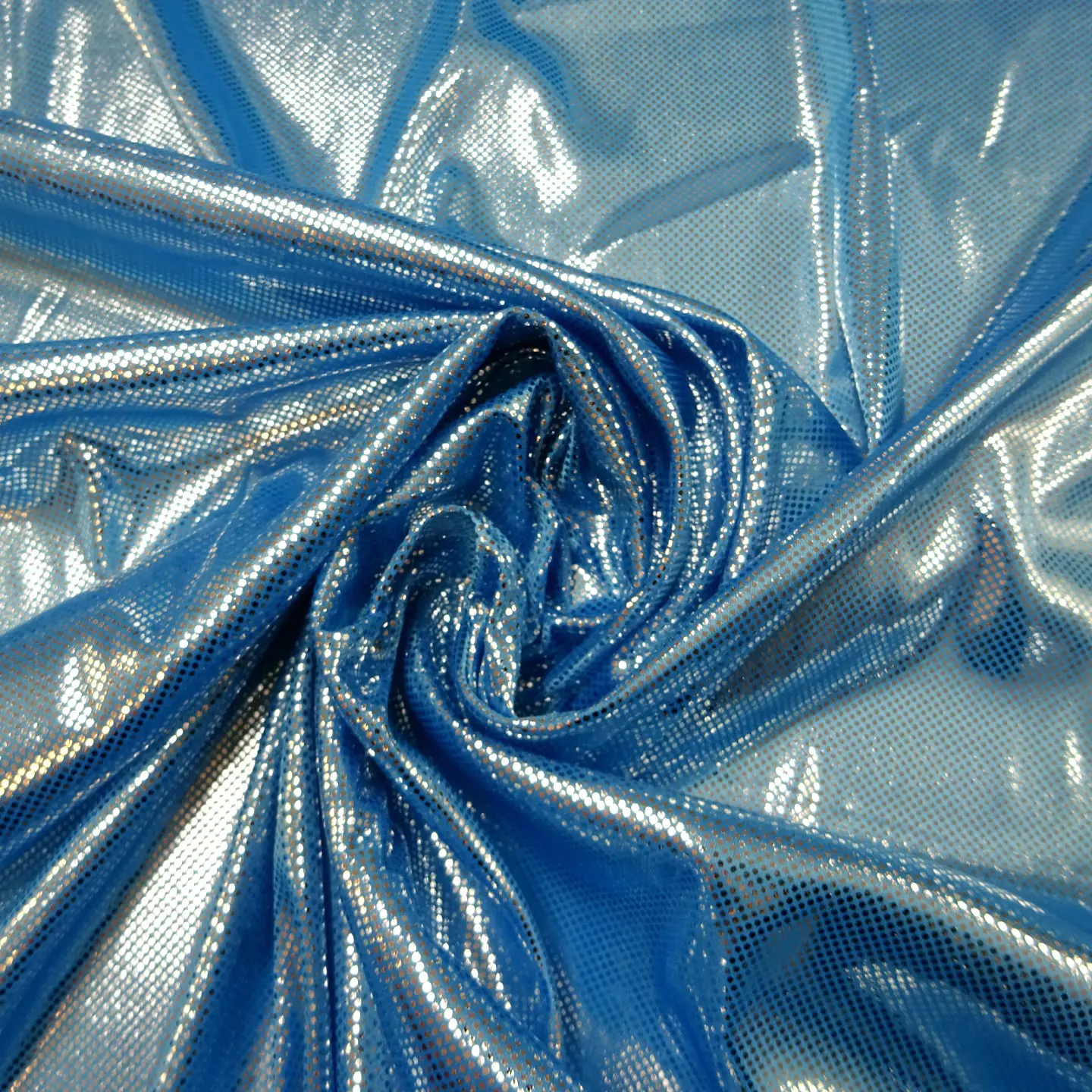 Computer Foil Jersey Fabric Ricochet Studs Turquoise/Silver