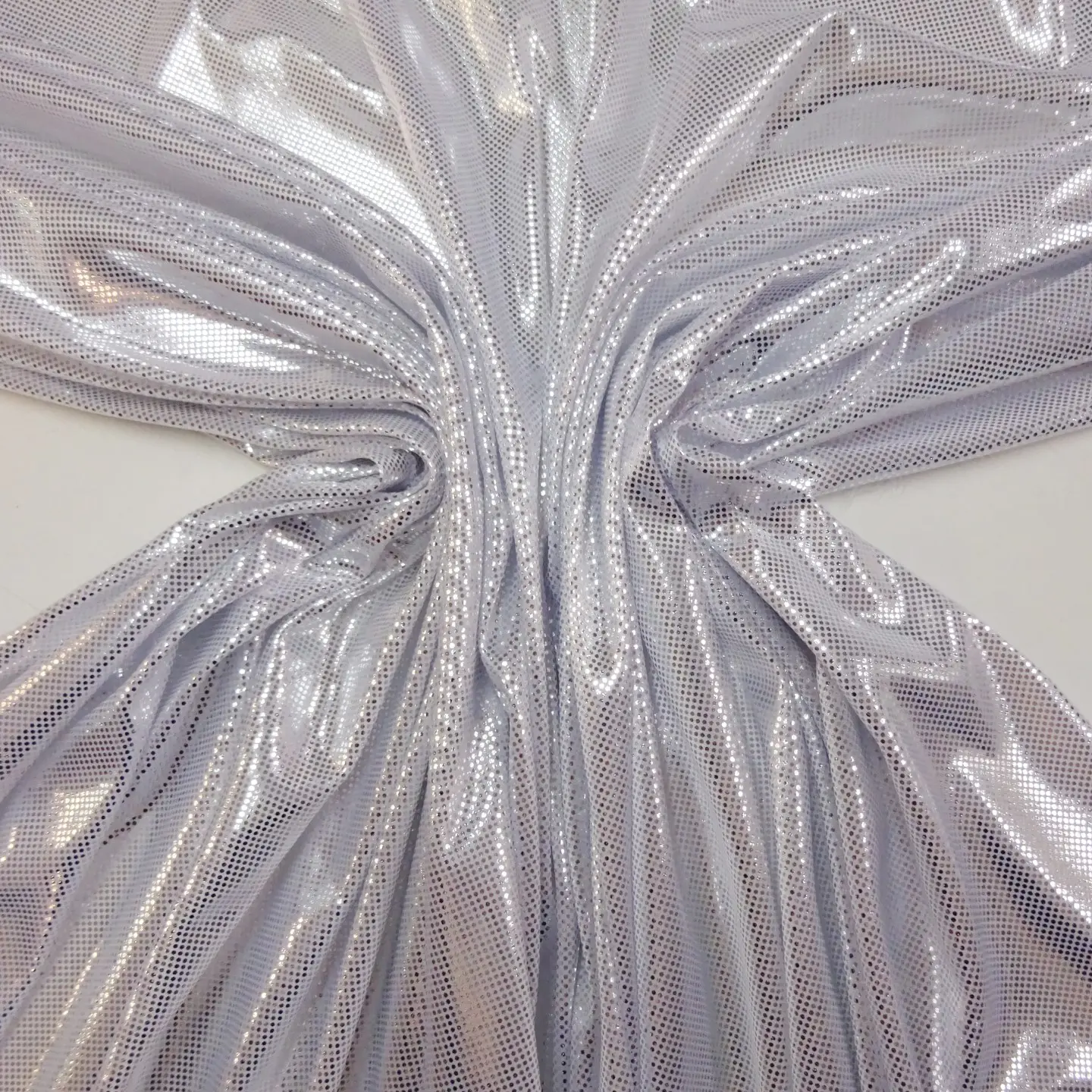 Computer Foil Jersey Fabric Ricochet Studs White/Silver