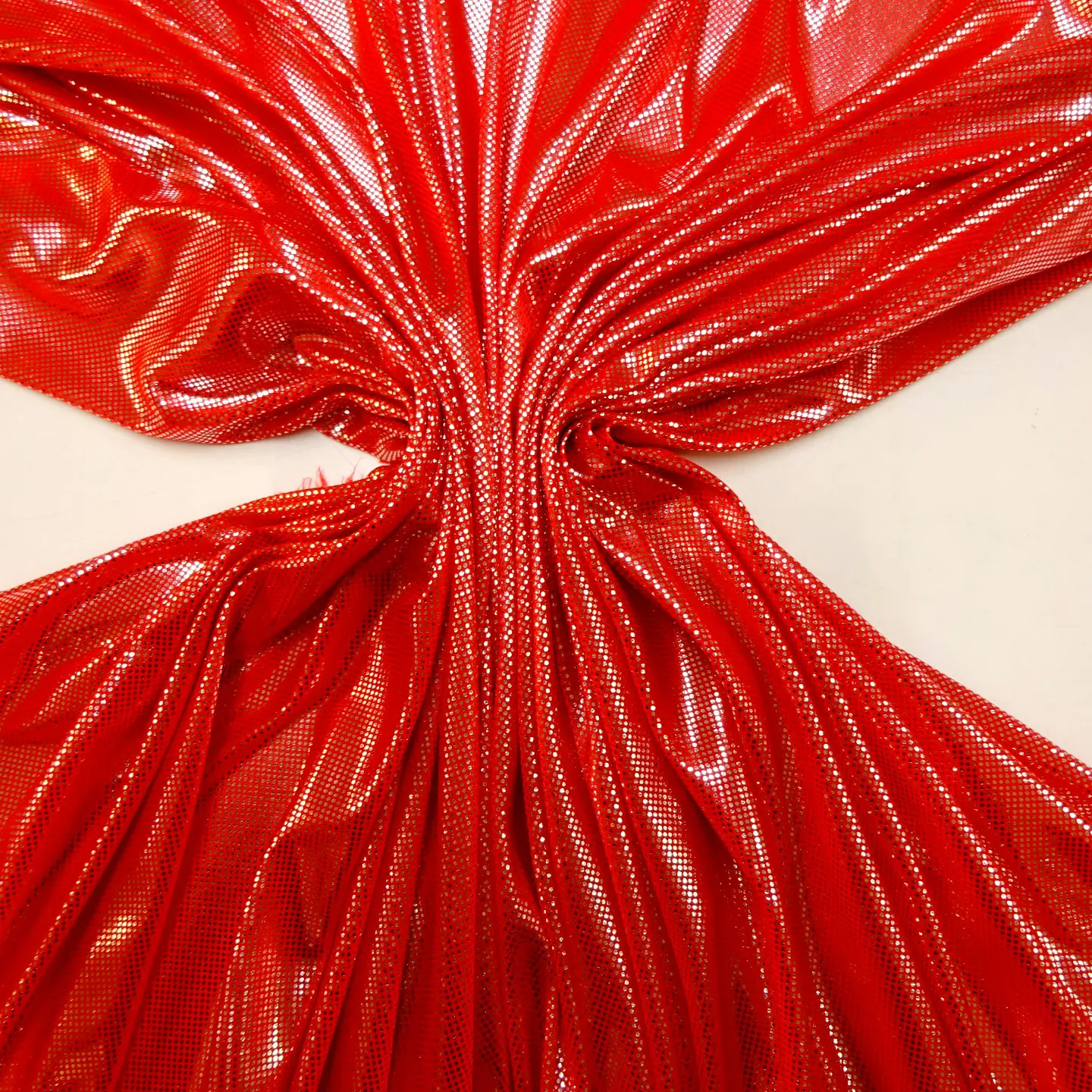 Computer Foil Jersey Fabric Ricochet Studs Cherry Red/Silver