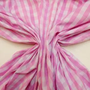 Polycotton Fabric 15mm Woven Gingham Candy Pink