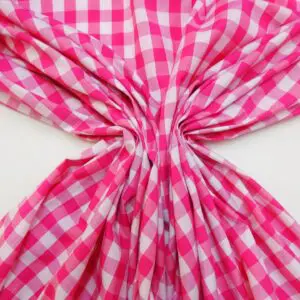 Polycotton Fabric 15mm Woven Gingham Cerise