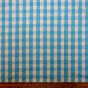Polycotton Fabric 15mm Woven Gingham Turquoise
