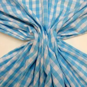 Polycotton Fabric 15mm Woven Gingham Turquoise