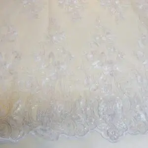 Lace Fabric Bridal Scalloped Sequinned Daphne White