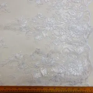 Lace Fabric Bridal Scalloped Sequinned Daphne White