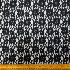Lace Fabric Heavy Faux Cotton Feel Brugge Black