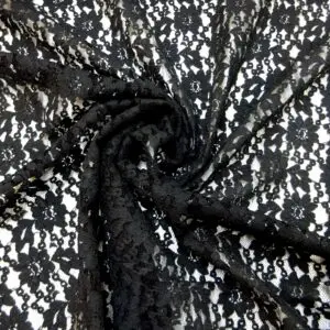 Lace Fabric Heavy Faux Cotton Feel Brugge Black