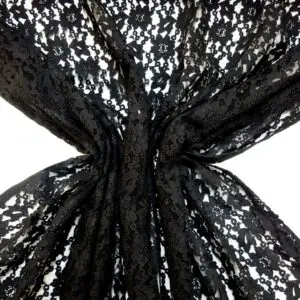 Lace Fabric Heavy Faux Cotton Feel Brugge Black