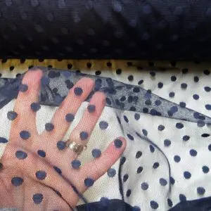 Lace Fabric Pea Spot Navy