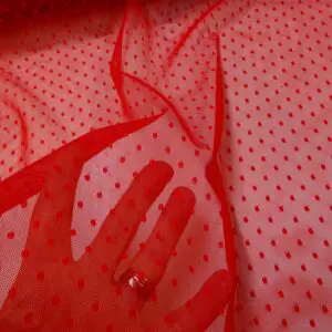 Lace Fabric Pin Spot Red