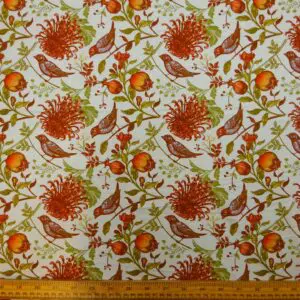 Linen Fabric Suiting Summer Larks Ivory Gold