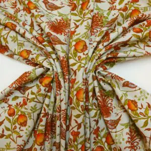 Linen Fabric Suiting Summer Larks Ivory Gold