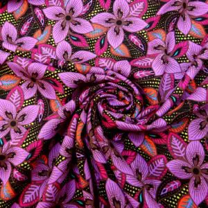 Suiting Fabric Linen Mix Floral Honolulu Blooms Mauve