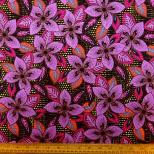 Suiting Fabric Linen Mix Floral Honolulu Blooms Mauve