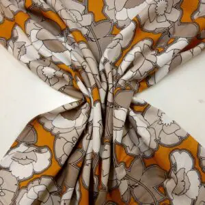 Suiting Fabric Linen Mix Floral Kews Blooms