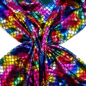 Lycra Fabric Foiling Small Rainbow Cyber Scales Multi