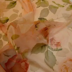 Mesh Stretch Netting Fabric Soft Printed Peachy Romance