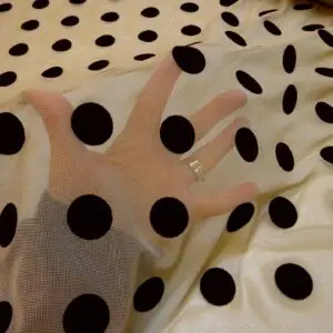 Mesh Netting Fabric Soft Flocked Spots Shilling Size Black On Nude Net