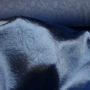 Satin Fabric Embossed Gatsby Flowers Dusty Blue