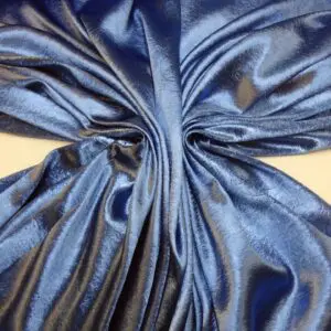 Satin Fabric Embossed Gatsby Flowers Dusty Blue