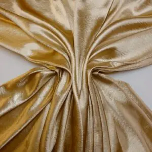 Satin Fabric Embossed Gatsby Flowers Gold Sand