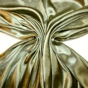 Satin Fabric Embossed Gatsby Flowers Olive