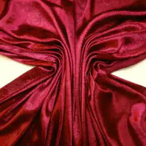 Satin Fabric Embossed Gatsby Flowers Wine