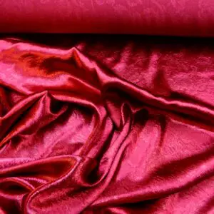 Satin Fabric Embossed Gatsby Flowers Wine