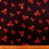 Bi-Stretch Fabric Deadly Skulls Black Orange