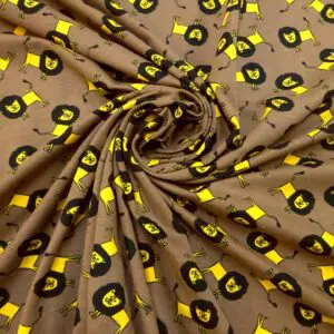 T-Shirting Fabric Leopold Lion Brown/Yellow
