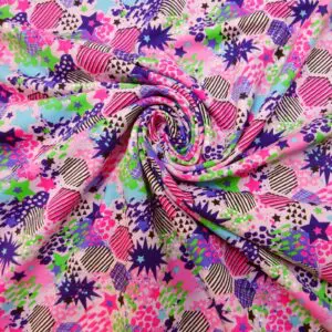 T-Shirting Fabric Starburst Squealer Pink