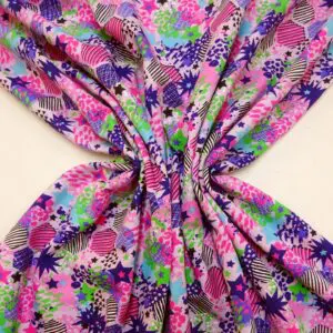 T-Shirting Fabric Starburst Squealer Pink