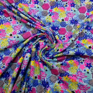 T-Shirting Fabric Starburst Squealer Blue