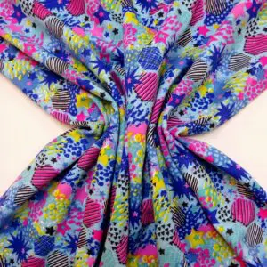 T-Shirting Fabric Starburst Squealer Blue