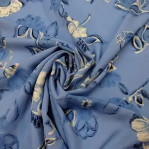 Viscose Fabric Floral Dutch Girl Pansy Wedgewood