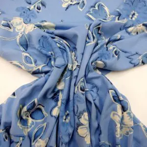 Viscose Fabric Floral Dutch Girl Pansy Wedgewood