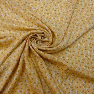 Viscose Fabric Floral Mini Daisy Honey